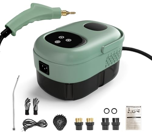 Pulitore a Vapore Portatile 2500W, Pulitore a Vapore ad Alta Pressione per Pulizia, Macchina per Pulizia a Vapore Portatile per Uso Domestico con 3 Spazzole, Pulitore a Vapore per Auto, Cucina - Verde