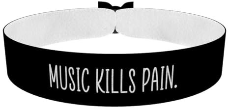 Music Kills Pain Stoffarmband - Englische Sprüche - Handgemacht - Verstellbar - Wasserfest - Minimalistisches Armband für Damen und Herren