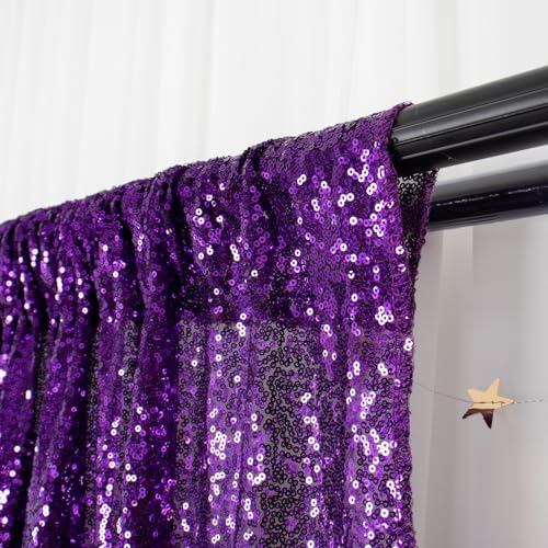 ShinyBeauty Pailletten-Hintergrund, Party-Hintergrund, 125 x 215 cm, schimmernder Vorhang, Vorhänge für Partys, Fotoautomaten, 125 x 215 cm, Violett