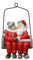 Christbaumschmuck Keramik 13cm - Weihnachtsmann & Frau in Skilift Figur zum Aufhängen - Weihnachtsbaum Anhänger für Weihnachten - Christbaumanhänger & Weihnachtsbaumschmuck - Ski Gondel Rot