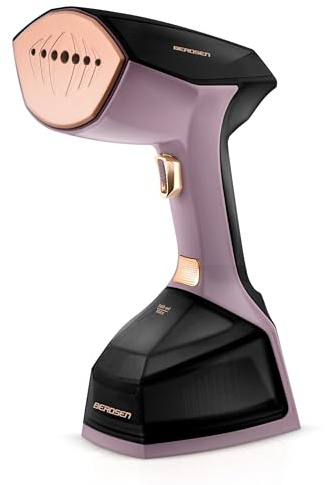 Berdsen Dampfglätter Steamer Dampfbügel Reise 2000 W Dampfsteuerung Dampfleistung 45 g/min LCD Set Mit Bürstenaufsatz 360 ml Wasserbehälter Tragetasche Schwarz Violett