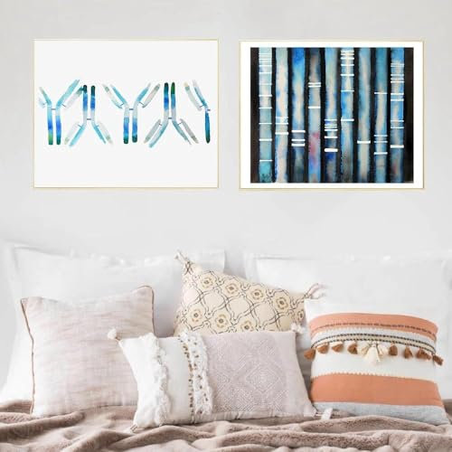 Menschliche DNA Poster Genetik Wissenschaft Malerei Dekor Biologie Wand Kunst Leinwand Druck Medizin Student Wohnkultur 50x70cmx2 Kein Rahmen