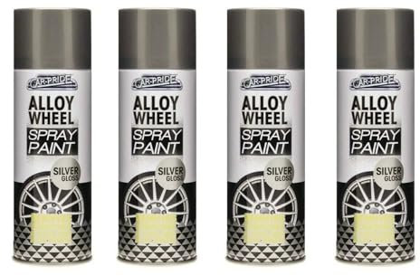 SDMAX Silver Alloy Wheel Spray Paint, Gloss Finish, Corrosion And Rust Protection, Fast Drying, Easy To Use, Lightweight And Portable, Multipurpose Use, 400ml (4pcs)