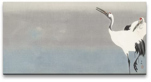 Paul Sinus Wandbild 120x60cm Ohara Koson Zwei Kraniche im Nebel Leinwanddruck, Wandbild, Kunst, Koson, Kraniche, Natur