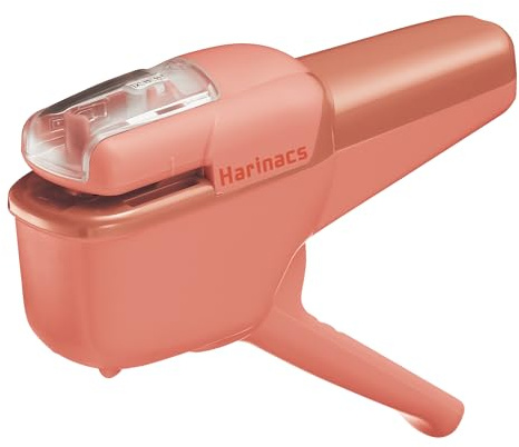 Kokuyo Heftklammernfreier Handhefter, Harinacs, bis zu 10 Blätter ohne Heftklammerbindung, tragbarer kompakter Lochfreier Hefter, Lachsrosa, Japan Import (SLN-MSH110VP)