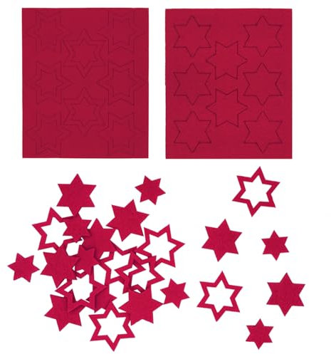 Oblique Unique 24 Filz Sterne Weihnachtsdeko Tischdeko Weihnachten DIY Basteln Geschenke Deko 3 Motive (Pink)