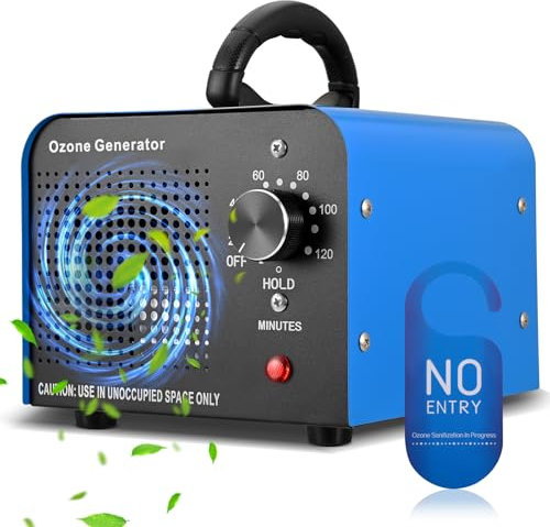 QCXWCJWD Generador de Ozono 60000 MG/h, Ozono Hogar Purificador de Aire, Profesional Máquina de Ozono con Temporizador, Ozonizador O3 Purificador Ozono de Aire, para Garajes, Coche, Sótano(Azul)