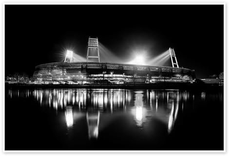 Bremer Stadion schwarz/weiß Poster von Tanja Arnold Photography 90 x 60 cm Schwarz Wandbilder Wanddeko