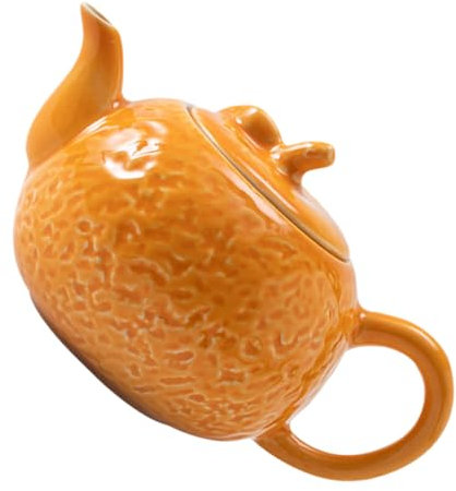 FELTECHELECTR Ceramic Orange Teapot for Loose Tea Chinese Style Teapot for Home Office Portable Tearoom Kettle Creative Design Easy to Clean Tea Pot for Tea Lovers
