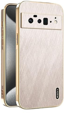 JNERBUYI Téléphone Coque for Google Pixel 6 Pro, Étui Antichoc avec Peau en Soie Dorée, Anti-Rayures et Coque Inférieure Galvanisée Antidérapante. l'or