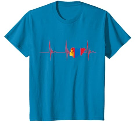 Drapeau de la Mongolie Heartbeat EKG Pulse Map Mongolian Pride T-Shirt