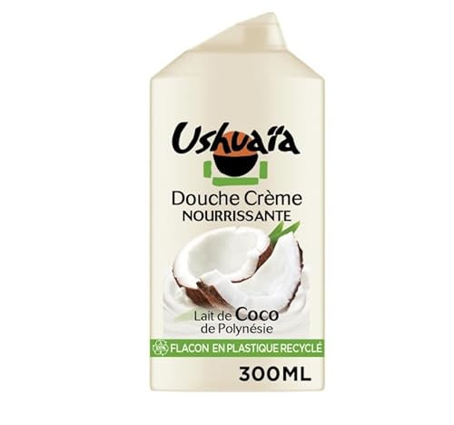 USHUAIA Gel Douche Coco 300 ml – Offrez-vous une douche gourmande et exotique pour la peau- Lot De 4