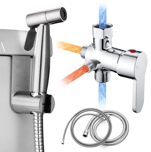 Handheld Stainless Steel Bidet Sprayer for Toilet – Cold & Hot Water Burst-Proof Hose – Adjustable Pressure for Cloth Diapers, Feminine Care & Pet Bathing