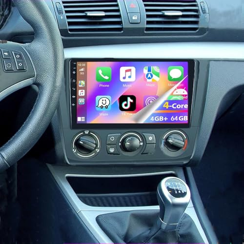 Android 14 4+64G Car Stereo Radio for BMW 1-Series E88 E82 E81 E87 2004-2011 9inch GPS Navigation Wireless Carplay & Andriod Auto Touch Screen Bluetooth,WiFi/FM/RDS Radio,Backup Camera