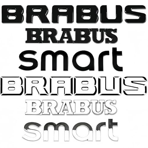 Emblem für Smart Fortwo C453 2014-2019, Auto Emblem Logo Aufkleber Vordere und Hintere Motorhaube Emblem Auto Hintere Abzeichen Buchstaben Aufkleber 3D Emblem Aufkleber,Silver-AMG
