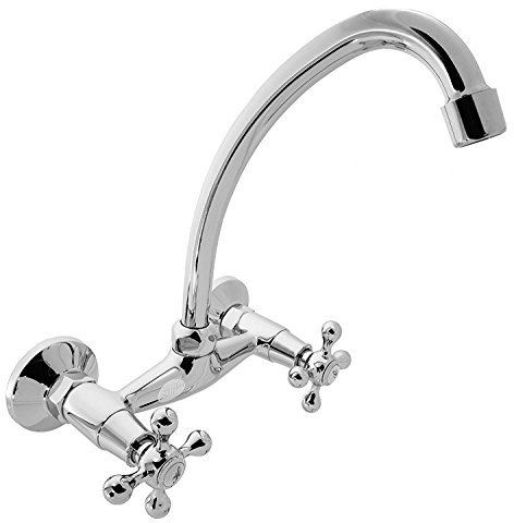 Design Küchenarmatur/Retro Wandarmatur/Kreuzgriffe/Armatur mit schwenkbarem Auslauf