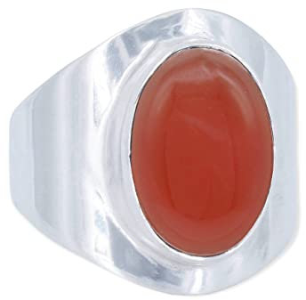 Ring 925 Silber Karneol orange roter Stein Edelstein echt Silber Damen Sterling Silber Geschenk (MRG-125-16-(60))