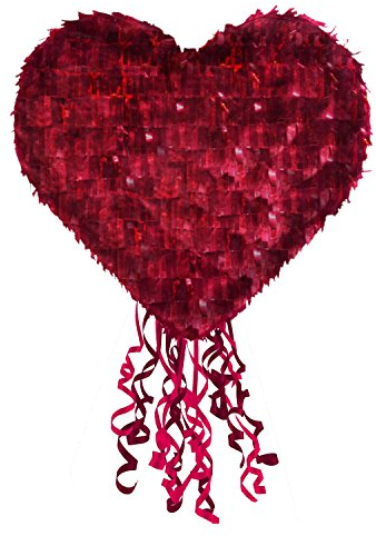 Amscan 9903122 - Pull-Pinata Herz, 40 x 40,5 x 10 cm, zum Befüllen mit Süßigkeiten und Konfetti, Kindergeburtstag
