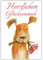 A4 XXL Glückwunschkarte HUND MIT BLUME mit Umschlag - edle Klappkarte geeignet für alle Anlässe wie Geburtstag Hochzeit Jubiläum Karte von BREITENWERK