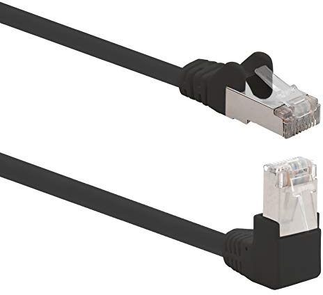 1aTTack.de 366123 Câble réseau Cat.6 angle 90 degrés 0,25 m - noir - 1 pièce - Câble patch Cat6 (SFTP PIMF) 1000 Mbit/s connecteur Rj 45-1 x 0,25 m mètre noir