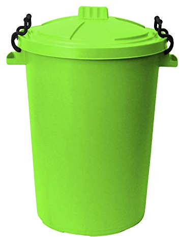 50L 50 Litre Heavy Duty Plastic Clip Lock Lid Bin - Lime Green, Single Bin - for Indoor or Outdoor Use for Collection of Rubbish, Waste or Storage of Animal Feed.