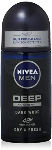 NIVEA MEN DEEP Dry & Clean Deo Roll-On (50 ml), Antitranspirant für ein sauberes Hautgefühl, Deodorant mit 48h Schutz