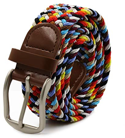 Glamexx24 Unisex Elastischer Ledergürtel Geflochtener Stretchgürtel Dehnbarer Leder Gürtel für Damen und Herren - Bunt - 105 cm
