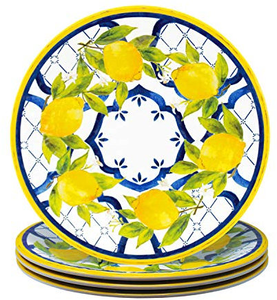 Le Cadeaux 237PAL Palermo Melamine Dinner Plate, Set of 4, Lemon
