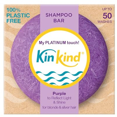 KinKind Purple Shampoo Bar - My PLATINUM Touch! Solid Shampoo Bar for Blonde, Silver & White Hair | Natural Shampoo Bar, Travel Shampoo Bars for Hair UK | Up to 50 Washes - Vegan