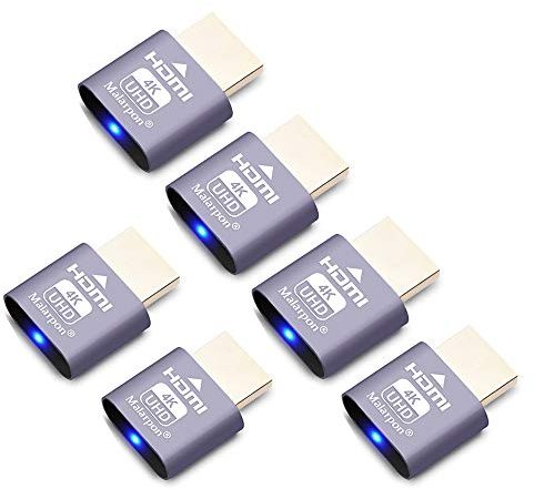 HDMI Dummy Plug Fit Headless Display Emulator DDC EDID Headless Ghos with Windows Mac OSX Linux Great for Graphics Acceleration Support 3840x2160@60Hz 6P