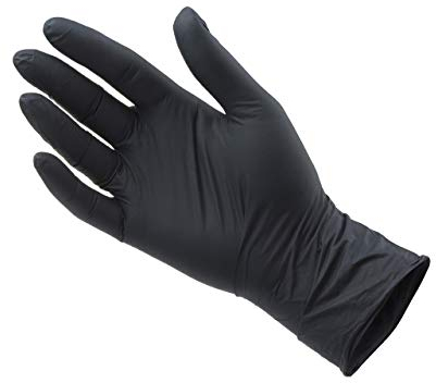 Guantes desechables de nitrilo sin polvo, color negro, talla S (paquete de 100)