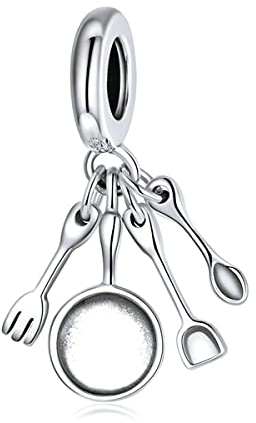 925 Sterling Silver Scissors, Mirror, Pot, Spoon, Chef, Love Charm Comb for Pandora Charm Bracelet, Sterling Silver, sterling silver