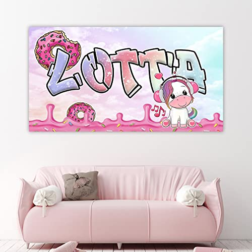 timalo Cooles Poster mit Namen für Mädchen Einhorn | Süßes Kinderzimmer Bild für Teenager Graffiti Wandbild Wandtattoo Wandposter Kinder Donut personalisiert | candy1-1-B42xH30cm