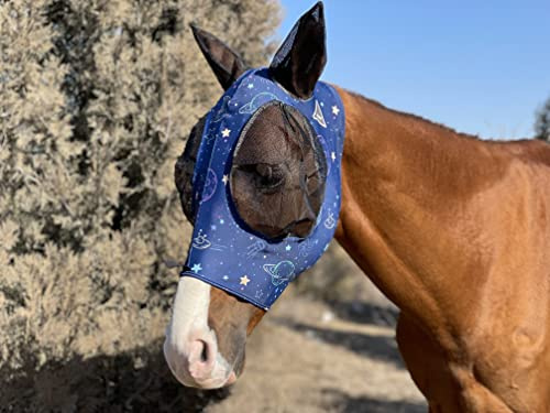 TGW Riding Super Fit Pferdefliegenmaske Pferde Fliegenmaske Horse Fly Mask (M, Moon)