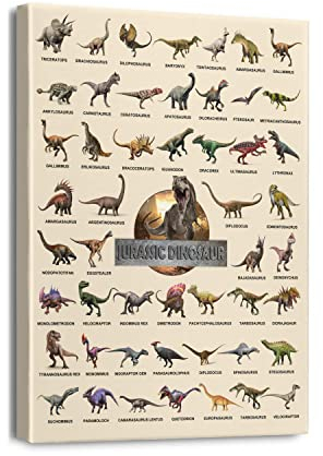 Dinosaurier-Wandkunst, Dekoration für Jungenzimmer, Jurassic Dino World Park, Wanddekoration für Kinderzimmer, gerahmt, fertig zum Aufhängen (30,5 x 40,6 cm, Jurassic Dinosaurier)