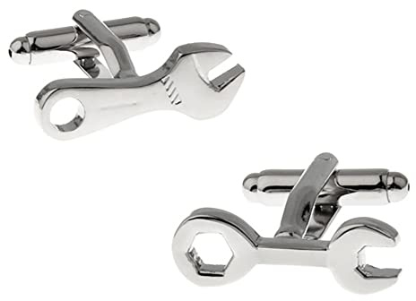 MAYIYAHO Men Gift Wrench Cuff Links Silver Color Copper Material Novelty Spanner Tool Design