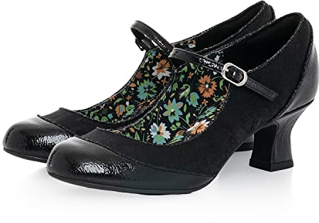 Ruby Shoo Clara Schuhe, mittelhoher Absatz, für Arbeit/Spielen, Komfort, schwarzer Lack, 41 EU
