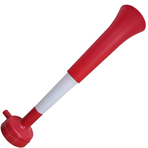 FUN FAN LINE - Pack x3 Plastik Vuvuzela Trompeten. Zubehör für Fußball- und Sportfeste. Geräuschvolles Lufthorn für die Animation. (Dänemark/Schweiz)