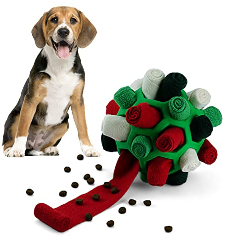 Larimuer Schnüffelball für Hunde, Schnüffelteppich Schnüffelspielzeug Interaktive Hundespielzeug tragbarer Haustier Snuffle Ball Toy für Kleine Mittelgroße Hunde Haustier (Grüne Weihnachten)