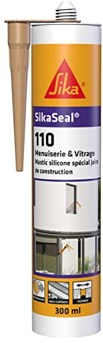 SIKA - Sigillante in silicone da costruzione - SikaSeal-110 Falegnameria e vetratura beige pietra - Guarnizione per carpenteria/vetri - Esterno/interno - 300 ml