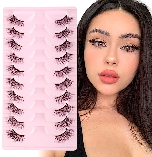 Parriparri Demi Faux Cils Naturel 3D Faux Cils Cat Eye Lashes Doux Half Corner Eyelashes Doux Coin Cils Oeil de Chat Leger Fake Lashes (10 Paires)