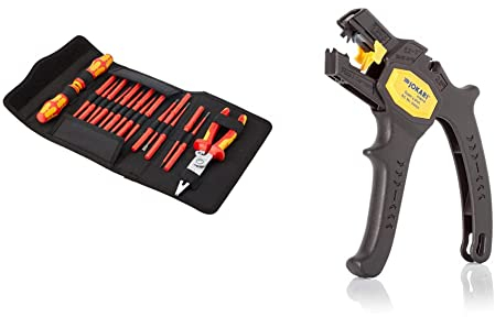Wera 05136027001 Kraftform Kompakt VDE 17 extra slim 1, Isolierter Schraubendrehersatz, 17-teilig & JOKARI 20050 Abisolierzange Super 4 plus, Schwarz, 1 Stück