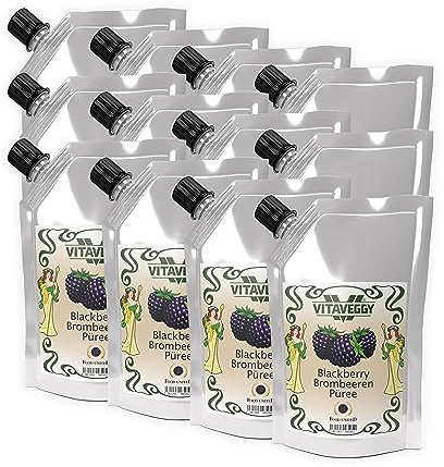 VITAVEGGY BROMBEEREN FRUCHTPÜREE 12x1kg von Food-United blackberries-fruit-puree für Brombeer-Saft-Smoothie-Schwarzbeer-Johannisbeer-Sorbet-Cocktail-Shake ohne Aroma- Farb- & Konservierungsmittel (12)
