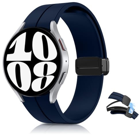 KeHowy 20mm Cinturino per Samsung Galaxy Watch 7 FE 6 5 4 40mm 44mm/Watch 6 Classic 43mm 47mm/Watch 4 Classic 42mm 46mm, No Gap Silicone Magnetico Cinturini per Galaxy Watch 5 Pro 45mm - Blu