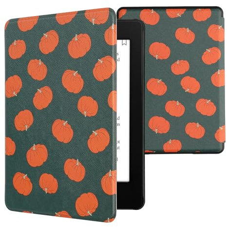 kwmobile Klapphülle kompatibel mit Amazon Kindle Paperwhite 11. Generation 2021 Hülle - Flipcase für Kindle Paperwhite Hülle mit Magnetverschluss - Kleine Kürbisse