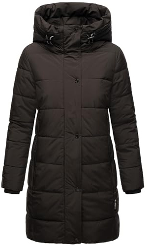 MARIKOO Damen Wintermantel warmer Steppmantel lang mit Kapuze und hohem Kragen Karumikoo XVI XS-5XL