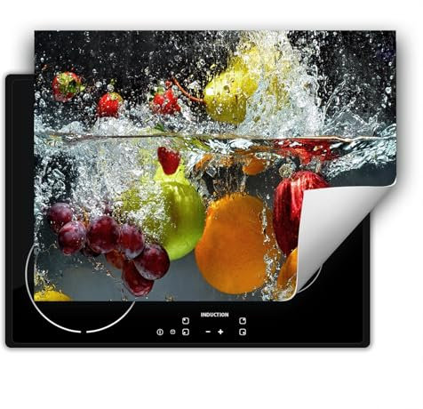SMTDeco herdabdeckplatte Induktionsmatte herdabdeckung ceranfeld abdeckplatten für ceranfelder induktionskochfeld schutzmatte 80x52 cm Obst grau