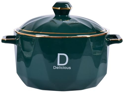 BURLOE Keramik Suppenterrine Mit Deckel, Porzellan Servierterrine Suppe Für Restaurant Zuhause Küche Dekoration Süße Überzogene Terrassen Suppe Porzellan,2000ML