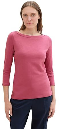 TOM TAILOR Damen Basic T-Shirt mit 3/4-Arm, 16348 - Pink Velvet, XXL