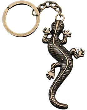Epitome Gecko-Schlüsselanhänger, Simulationstier, für Damen und Herren, kreativer Retro-Schlüsselanhänger, Gecko-Anhänger, Antiker Bronze-Gecko, 33
